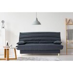 Clic clac 3 places - Tissu Soro gris - Couchage 125 x 190 cm - Avec coussins - 193 x 95 x 93 cm