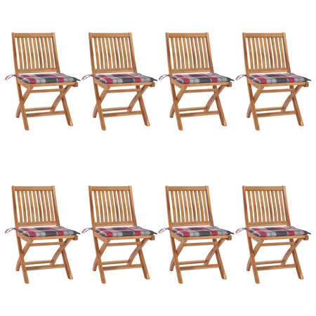 vidaXL Chaises pliables de jardin avec coussins 8 Pièces Teck solide