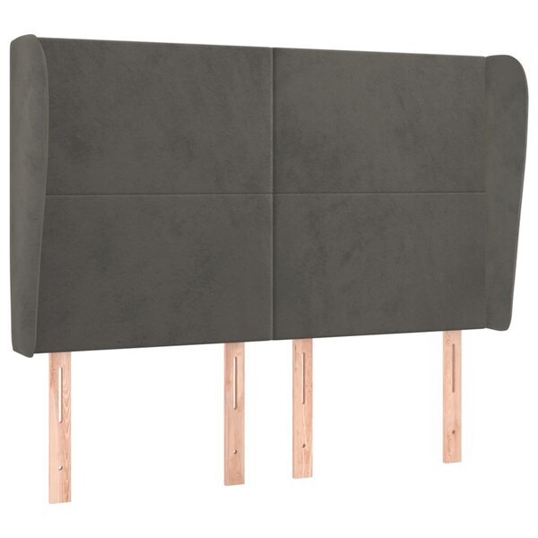 vidaXL Tête de lit avec oreilles Gris foncé 147x23x118/128 cm Velours
