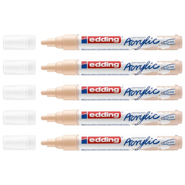 Marqueur Acrylique 5100 Beige chaud Pointe Moyenne 2-3 mm x 5 EDDING