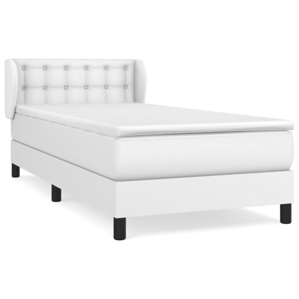 vidaXL Sommier à lattes de lit avec matelas Blanc 100x200cm Similicuir
