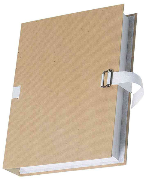 Chemise à dos extensible, papier kraft. gris beige fermeture par sangle -20225- EXACOMPTA