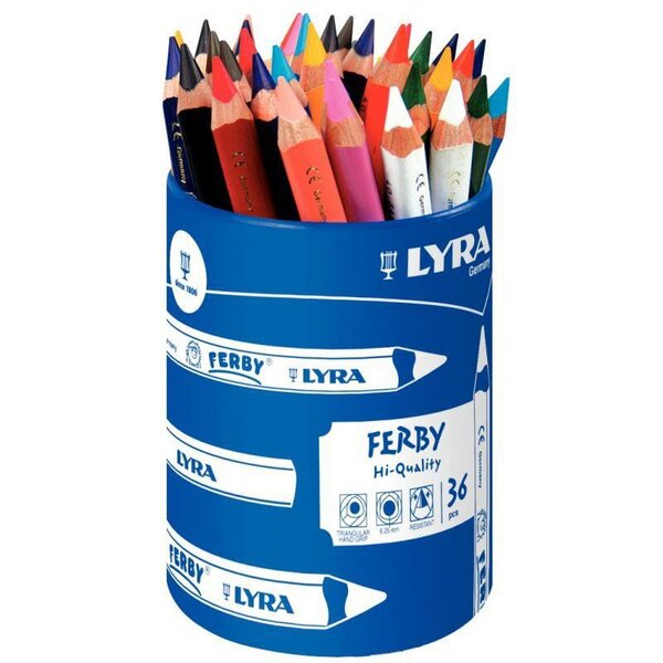 Pot de 36 crayons de couleur triangulaires gros modules LYRA Ferby