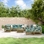 vidaXL Salon de jardin 10 Pièces avec coussins bois de pin imprégné