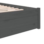 vidaXL Cadre de lit Gris Bois massif 135x190 cm Double