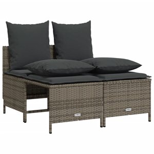 vidaXL Salon de jardin 4 Pièces avec coussins gris résine tressée