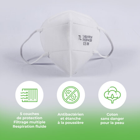 FFP2 Masque de Protection Respiratoire - 5 Masques