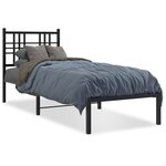vidaXL Cadre de lit métal avec tête de lit noir 80x200 cm