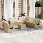 vidaXL Salon de jardin avec coussins 10 Pièces beige résine tressée