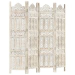 vidaXL Cloison de séparation 4 panneaux Blanc 160x165 cm Bois manguier