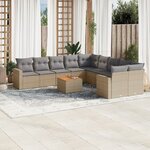 vidaXL Salon de jardin et coussins 11 Pièces mélange beige résine tressée