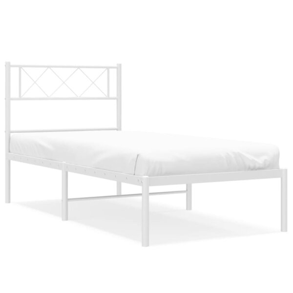 vidaXL Cadre de lit métal sans matelas avec tête de lit blanc 75x190cm