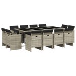 vidaXL Ensemble à manger de jardin et coussins 13 Pièces gris clair rotin