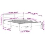 vidaXL Cadre de lit sans matelas cire marron 120x200cm bois pin massif