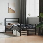 vidaXL Cadre de lit métal avec tête de lit/pied de lit noir 80x200 cm