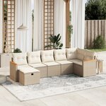 vidaXL Salon de jardin avec coussins 7 Pièces beige résine tressée