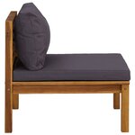 vidaXL Canapé central sectionnel et coussins gris foncé Bois d'acacia