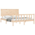 vidaXL Cadre de lit avec tête de lit king size bois massif