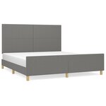 vidaXL Cadre de lit avec tête de lit Gris foncé 160 x 200 cm Tissu