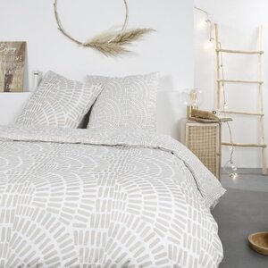 Parure de lit - 260 x 240 cm -Beige Motif Ethnique