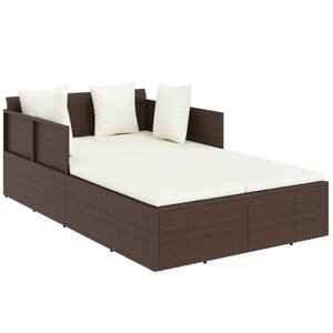 vidaXL Chaise longue avec coussins marron 182x118x63 cm résine tressée