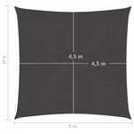 vidaXL Voile d'ombrage 160 g/m² Anthracite 5x5 m PEHD