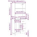 vidaXL Buffet haut Noir 69 5x34x180 cm Bois d'ingénierie