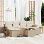 vidaXL Salon de jardin avec coussins 7 Pièces beige résine tressée
