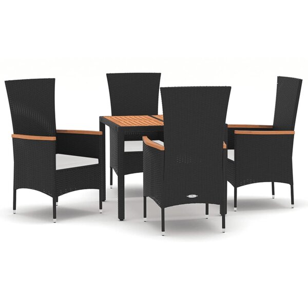 vidaXL Ensemble à manger de jardin coussins 5Pièces Noir Résine tressée