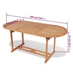 vidaXL Table de jardin 180x90x75 cm Bois de teck solide