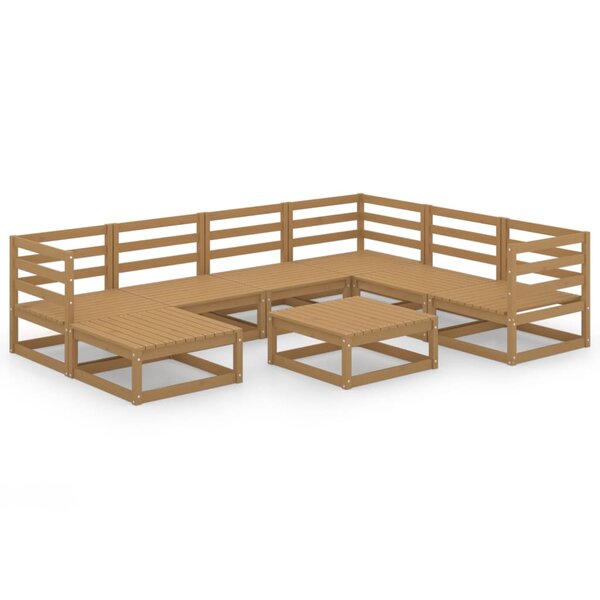 vidaXL Salon de jardin 8 Pièces marron miel bois de pin massif