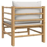 vidaXL Canapé de jardin avec coussins gris clair bambou