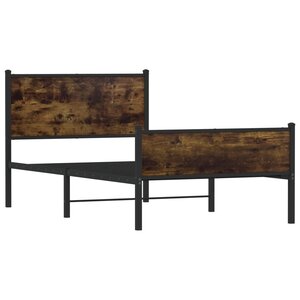 vidaXL Cadre de lit en métal sans matelas chêne fumé 100x190 cm