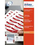 6530 - 180 inserts bords lisses imprimables 30 x 65 mm AVERY