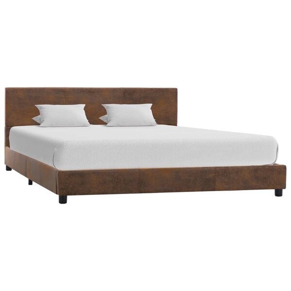 vidaXL Cadre de lit Marron Similicuir daim 120x200 cm