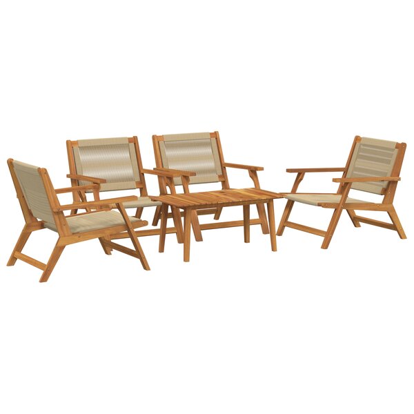 vidaXL Ensemble de Jardin 5 Pièces : Chaises en Bois d'Acacia Beiges & Table