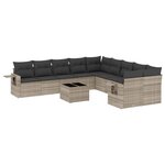 vidaXL Salon de jardin 11 Pièces avec coussins gris clair résine tressée