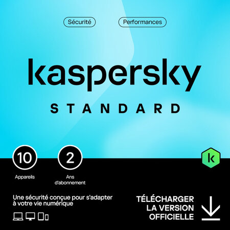 Kaspersky Standard - Licence 2 ans - 10 appareils - A télécharger
