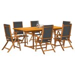 vidaXL Ensemble à manger de jardin 7Pièces bois d'acacia solide textilène