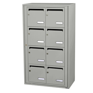 Bloc collectif leabox.com 2x4 grade 3 simple face Intérieur fixation murale Gris agate RAL 7038 finition brillante