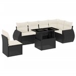 vidaXL Salon de jardin 7 Pièces avec coussins noir résine tressée