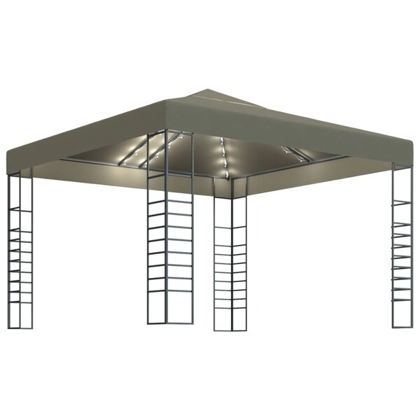 vidaXL Chapiteau avec guirlande lumineuse à LED 3x3 m Taupe