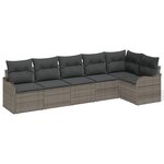 Ensemble de canapé de jardin 6 pièces avec coussins en rotin poly gris