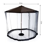 Moustiquaire cylindrique pour parasol 3 m diamètre avec fermeture éclair et lestage noir