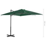 vidaXL Parasol en porte-à-faux et mât en aluminium 250x250 cm Vert