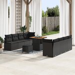 Ensemble de canapé de jardin vidaXL 11 pièces avec coussins en poly rattan noir et acacia