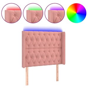 vidaXL Tête de lit à LED Rose 93x16x118/128 cm Velours