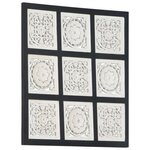vidaXL Panneau mural sculpté à la main MDF 60x60x1 5 cm Noir et blanc