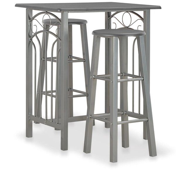 vidaXL Ensemble de bar 3 Pièces Bois et acier Anthracite