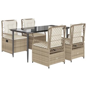 vidaXL Ensemble à manger de jardin avec coussins 5Pièces Beige poly rotin